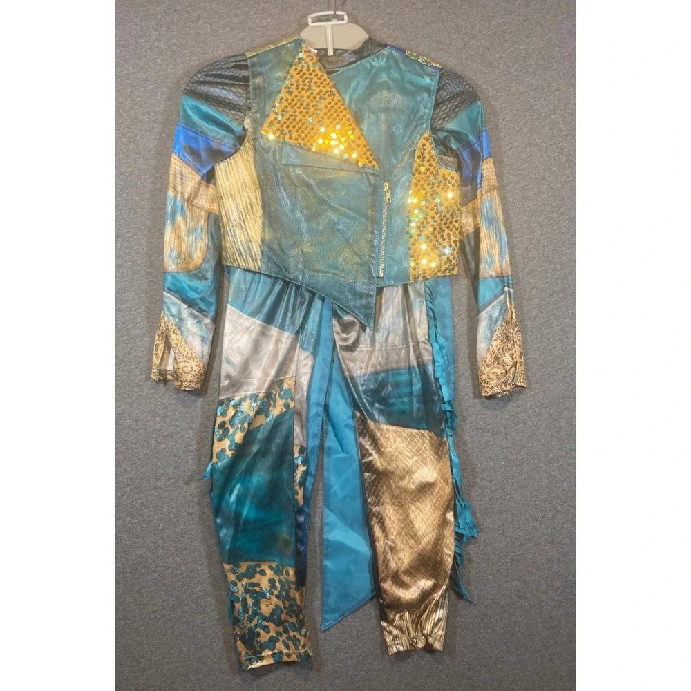 Disney Descendants 3 Uma Costume Kids 9/10 Teal Gold Pirate Sequin 4pc Set
